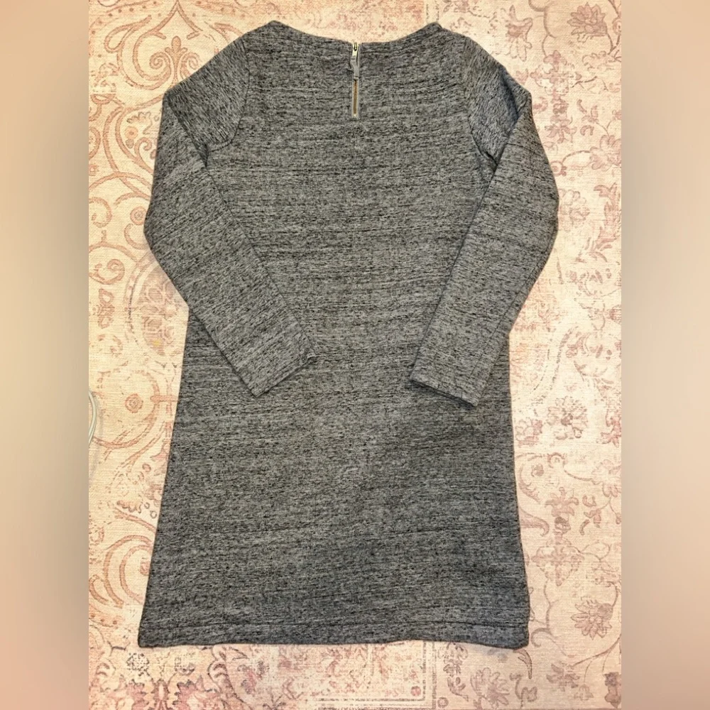 J.Crew Crewcuts Gray Knit Dress with Faux Fur Leopard Pockets (Size L) - Picture 3 of 4